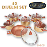 Set posuđa Premium GOLD 12 dijelni 065 - Mediteran Shop